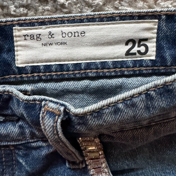 NEW rag & bone Embellished High Waist Raw Hem Cut Off Denim Shorts in Evjwl